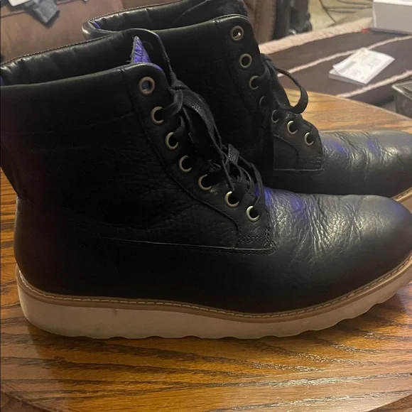 COLE HAAN Woodbury Black Leather Men's Boots Size 9M Retail $250 - Picture 2 of 8
